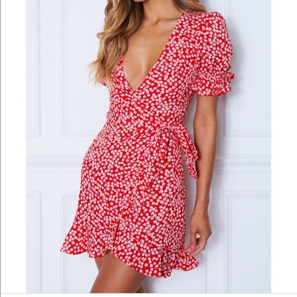 White Fox She Swings Mini Dress Red Print - Picture 2 of 4